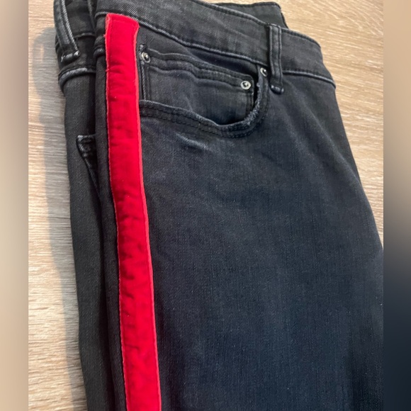 Zara High Waist Black Skinny Jeans | Red Velvet Side Stripe - Picture 6 of 11
